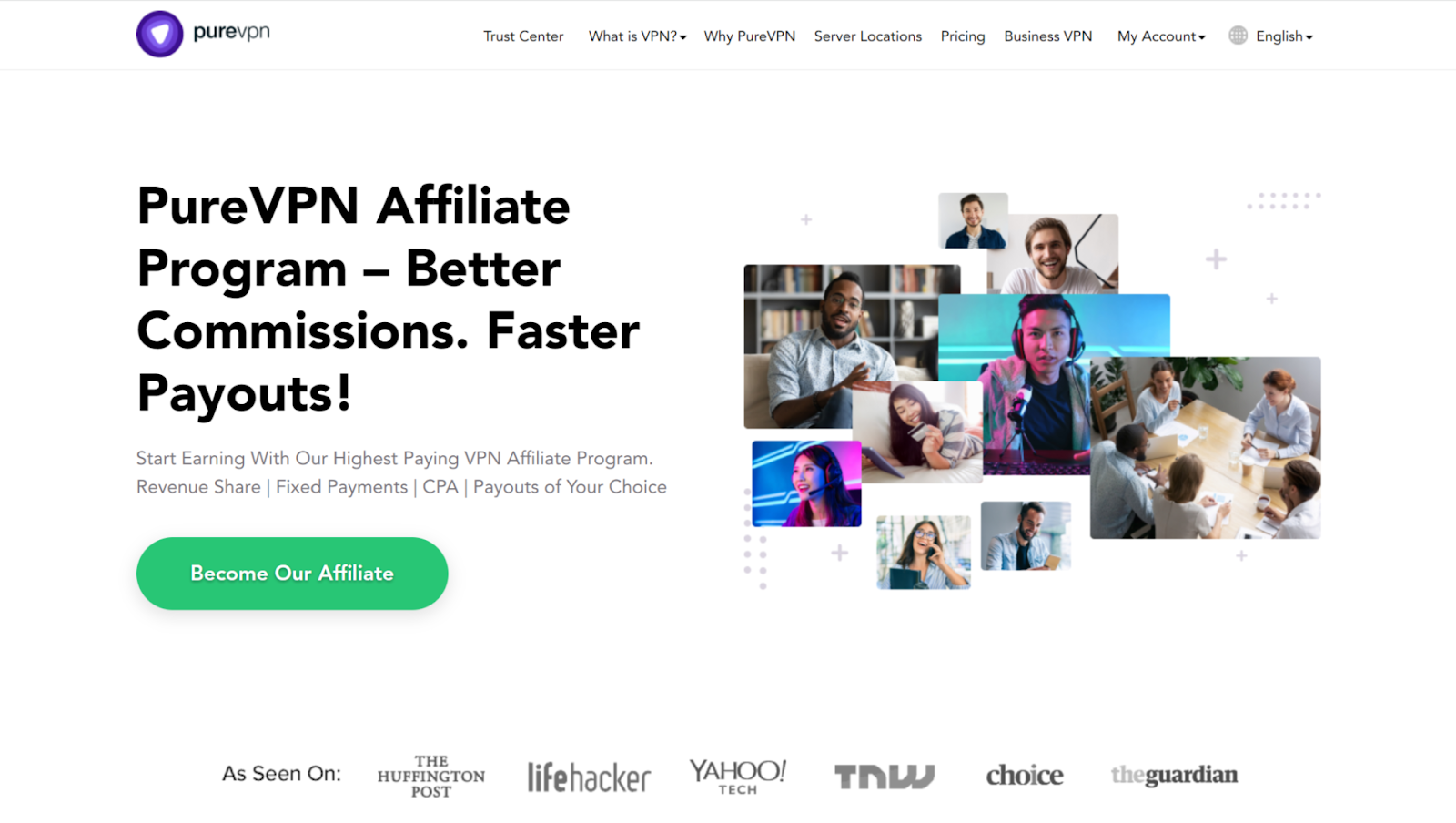 PureVPN Affiliate Program home page