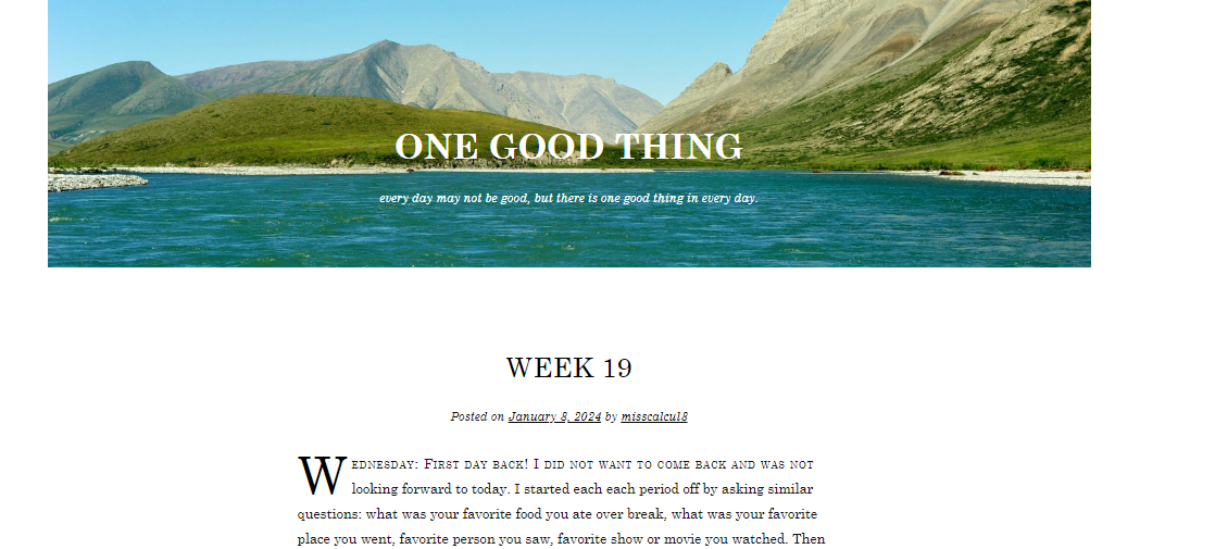 One Good Thing Blog Webpage