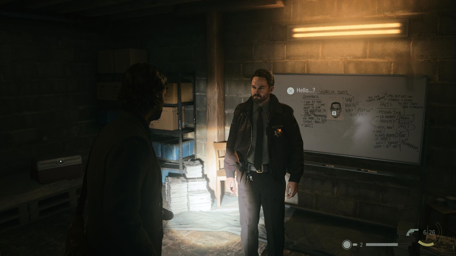 An in game screenshot of the character Tim Breaker from Alan Wake 2