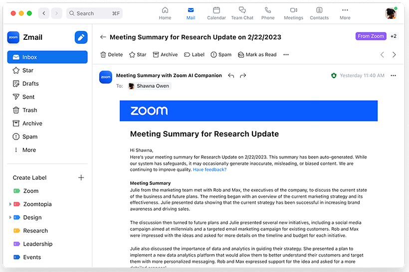 Meeting Summary by Zoom