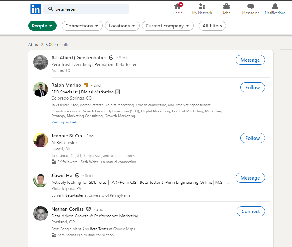 How to search for beta testers on LinkedIn
