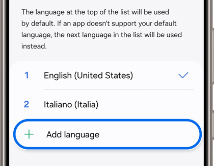 Add language highlighted in Language settings