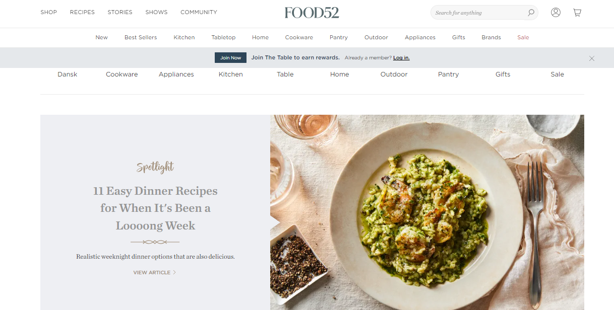 Food52 - Blog Homepage