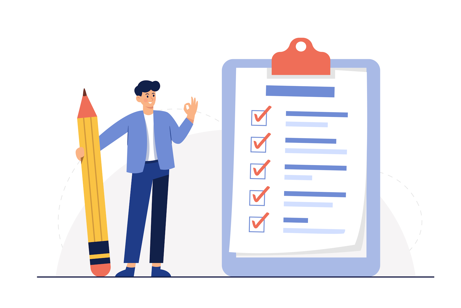 Man with pencil and checklist animated