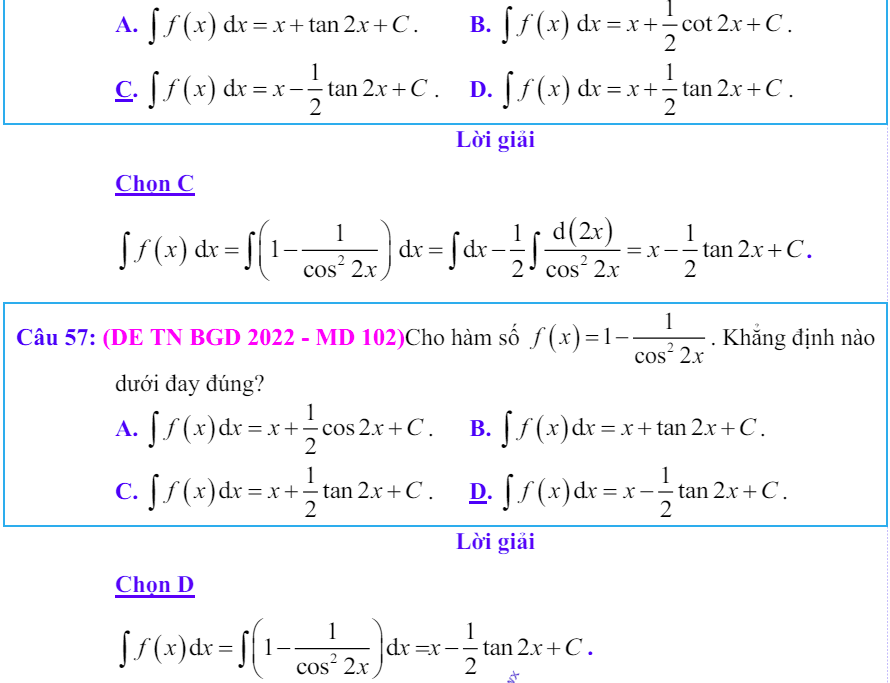 Công thức Nguyên hàm và bài tập từ đề thi có giải chi tiết