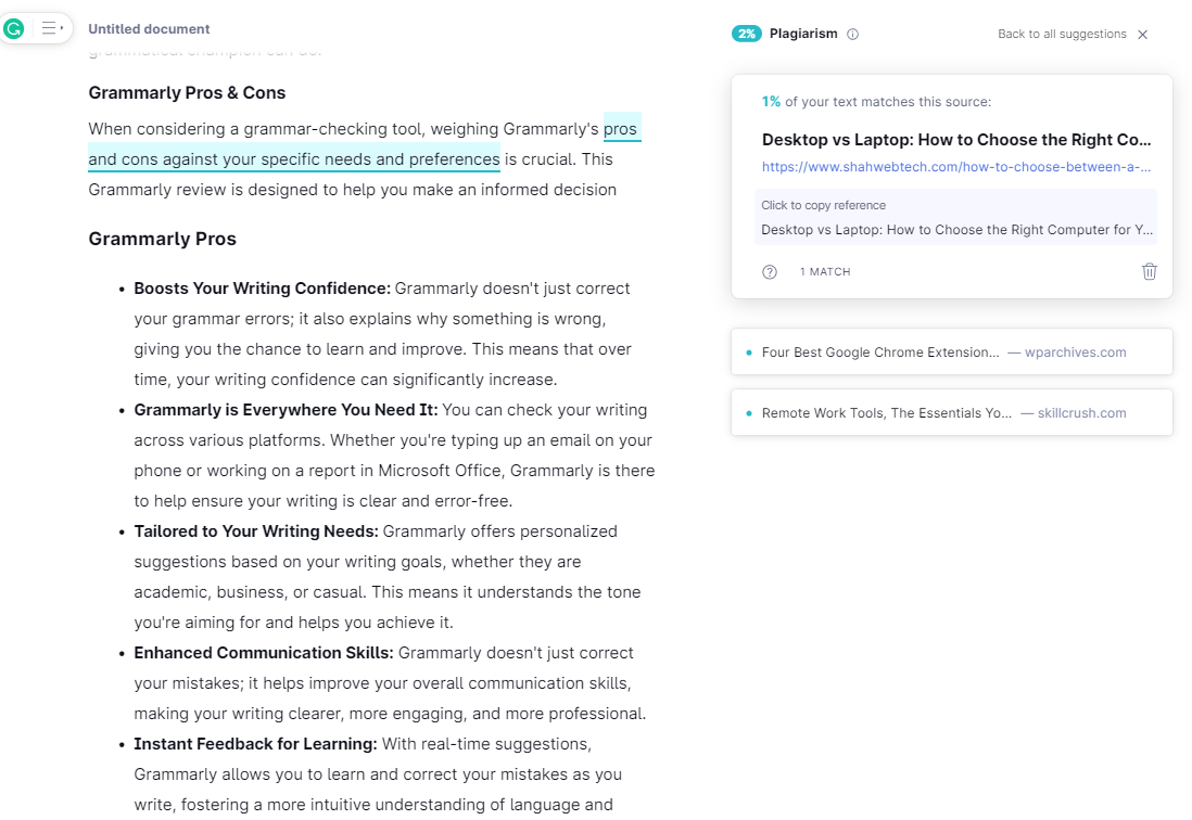 Plagiarism Checker for Grammarly