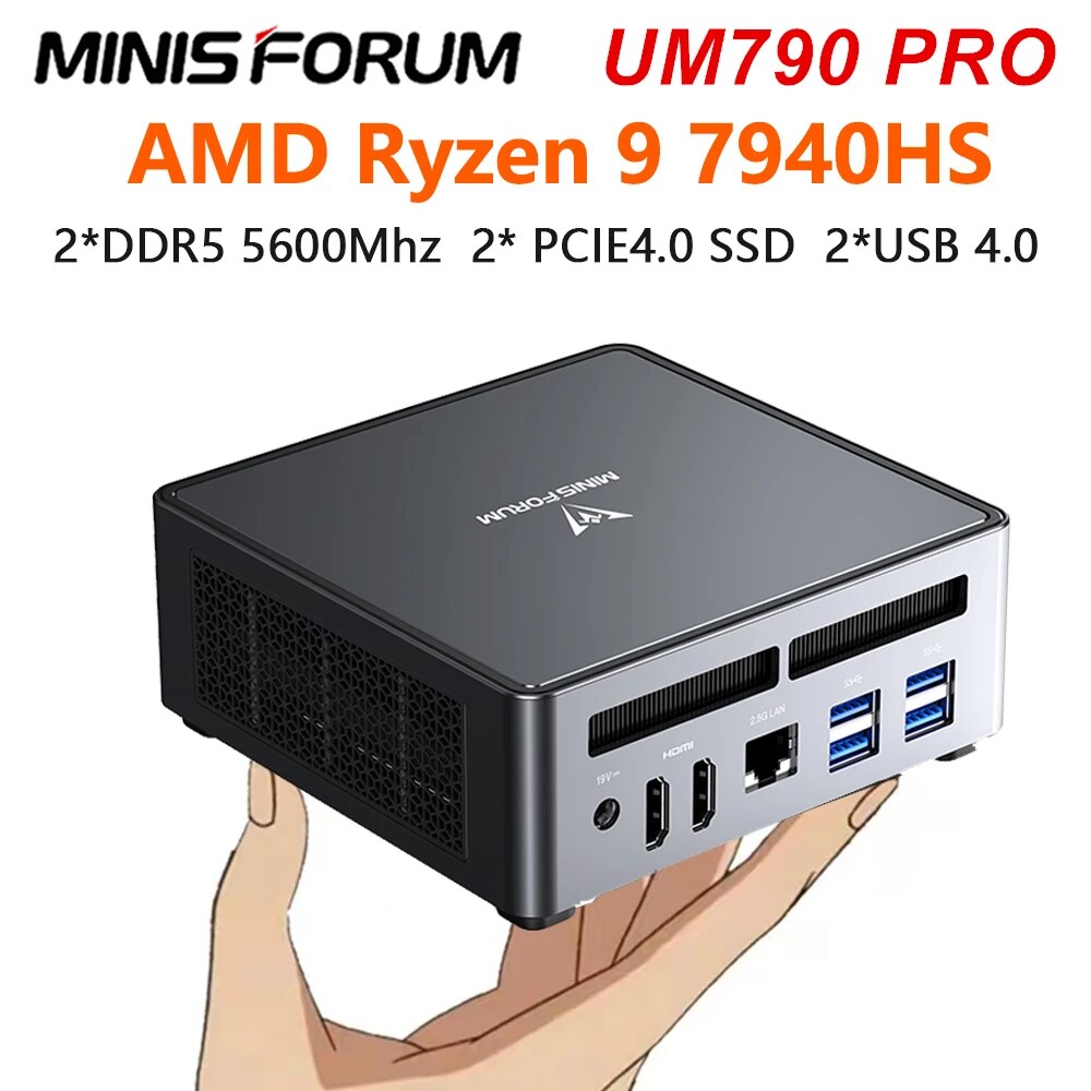 MINISFORUM UM790 UM780 Pro Mini Gaming PC AMD Ryzen 9 7940HS 7840HS 2*DDR5  5600MHz 2*PCIE4.0 Window 11 Gamer NUC Computer WiFi6E - AliExpress