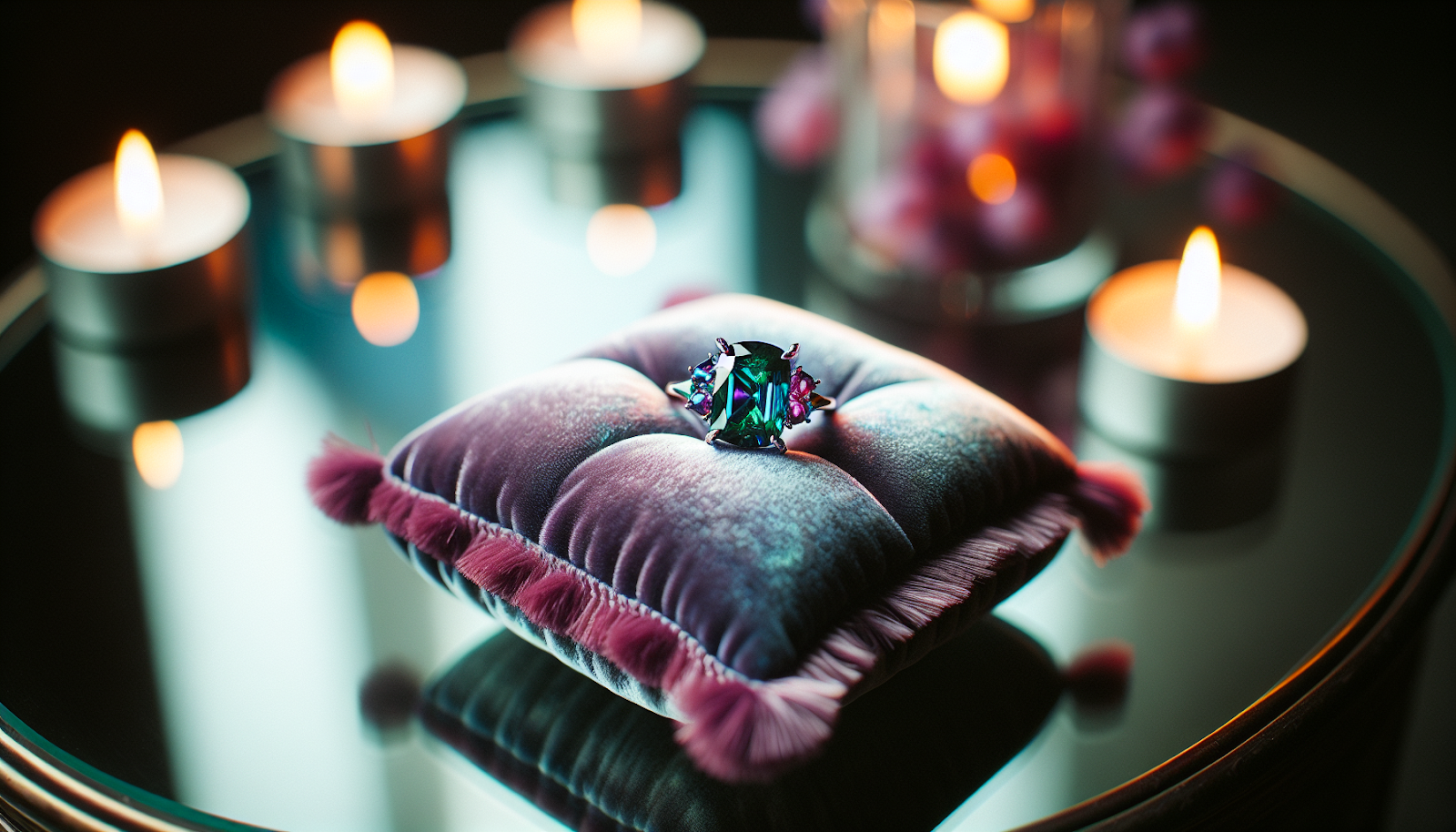 A vibrant alexandrite engagement ring symbolizing love and uniqueness