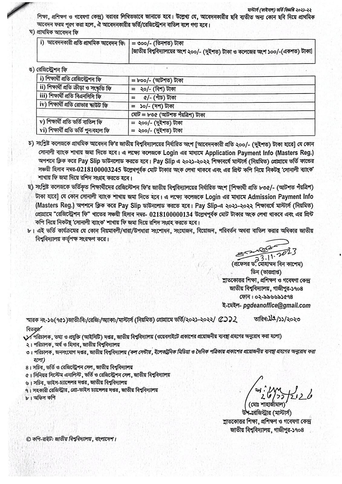 National University Masters Admission