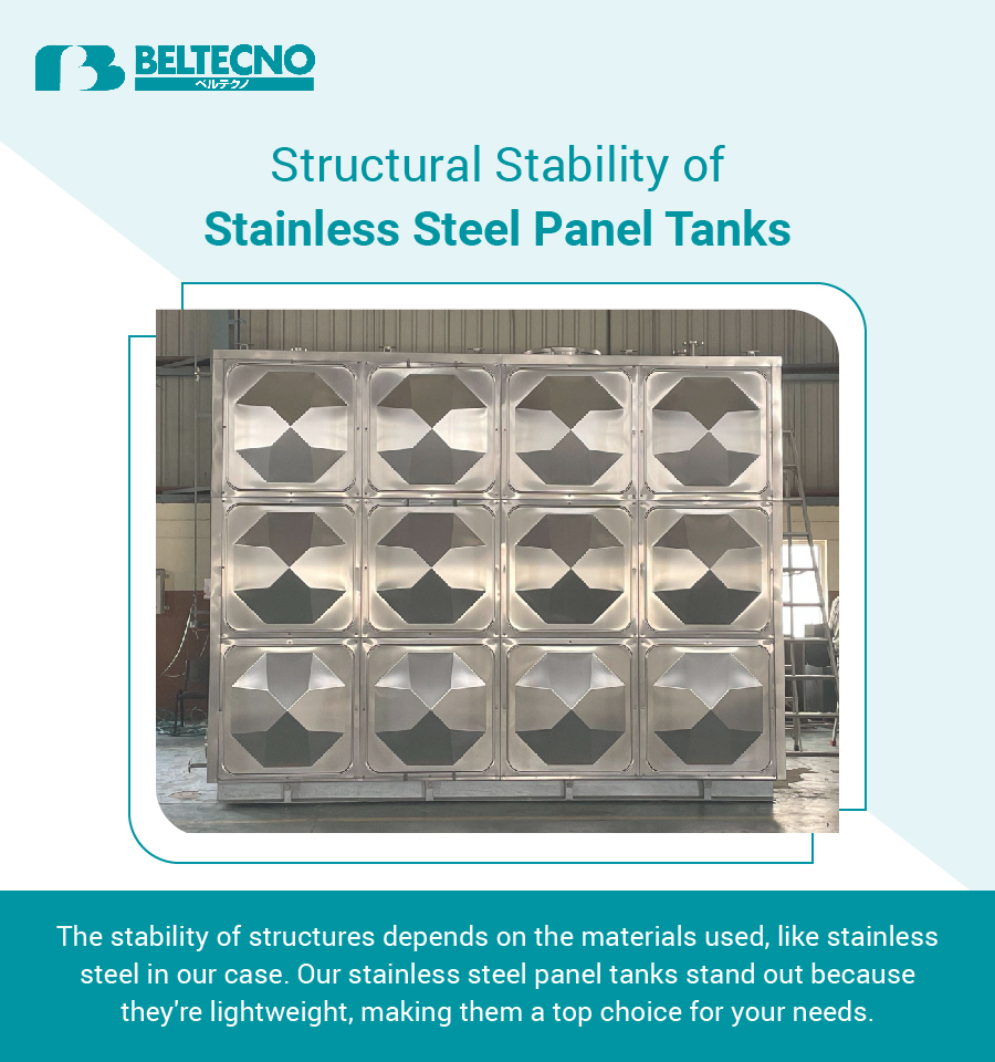 An image showing the advantage of Beltecno’s stainless steel panel tanks