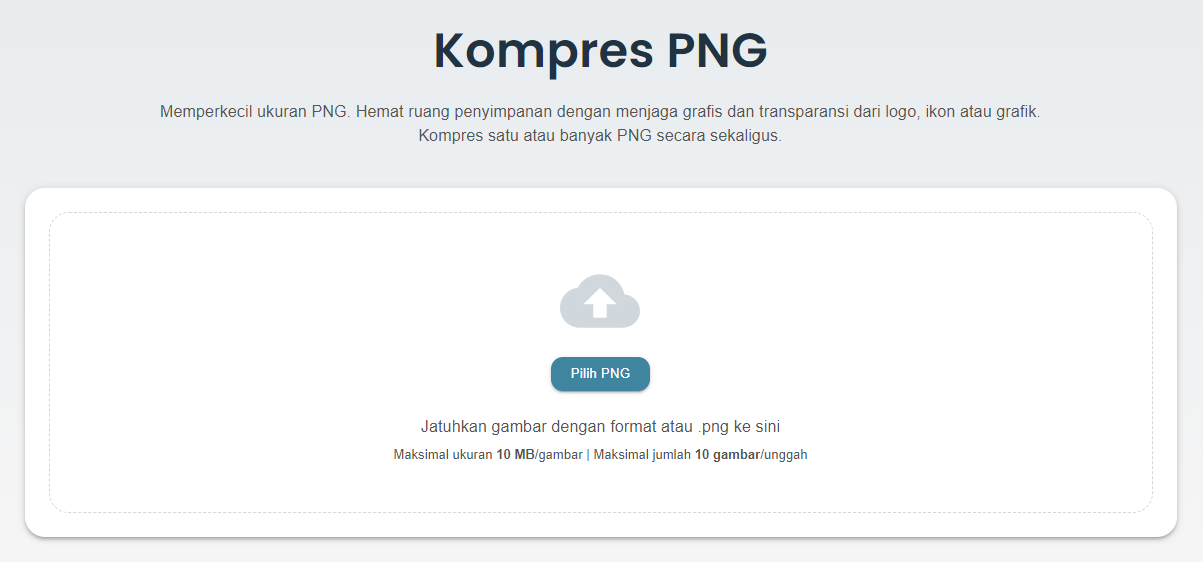 Memperkecil ukuran PNG menggunakan aplikasi online gratis UbahGambar.ID