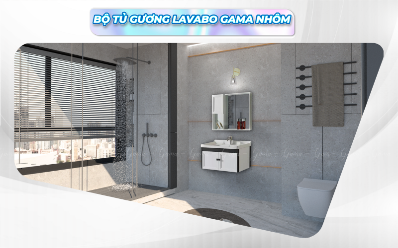 Bộ tủ gương Lavabo GAMA cao cấp GMLT607