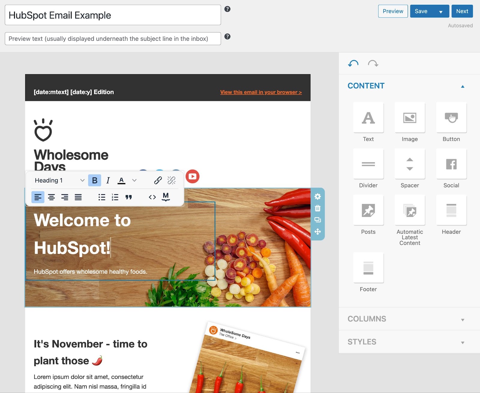 WordPress email marketing plugins, the MailPoet email editor