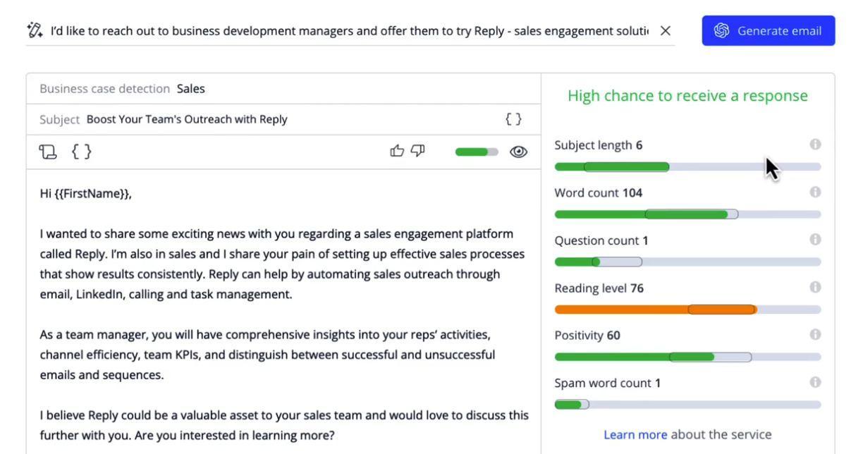 an example of how artificial intelligence writes letters to customers at the request of a business