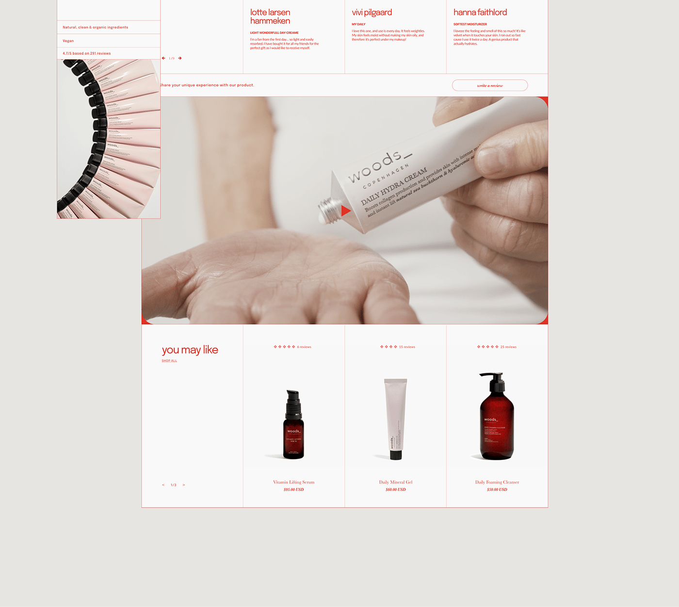 web design beauty brand identity copenhagen cosmetics danish natural organic skincare UI ux