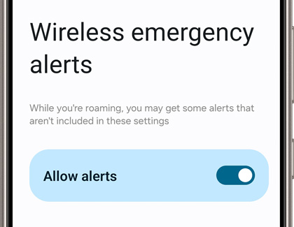 Wireless emergency alerts button activated on a Galaxy S24 Ultra