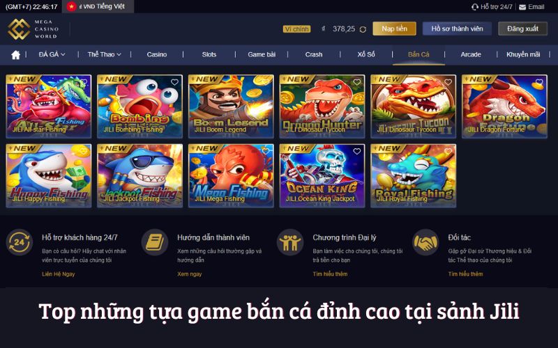 Top những tựa game bắn cá đỉnh cao tại sảnh Jili