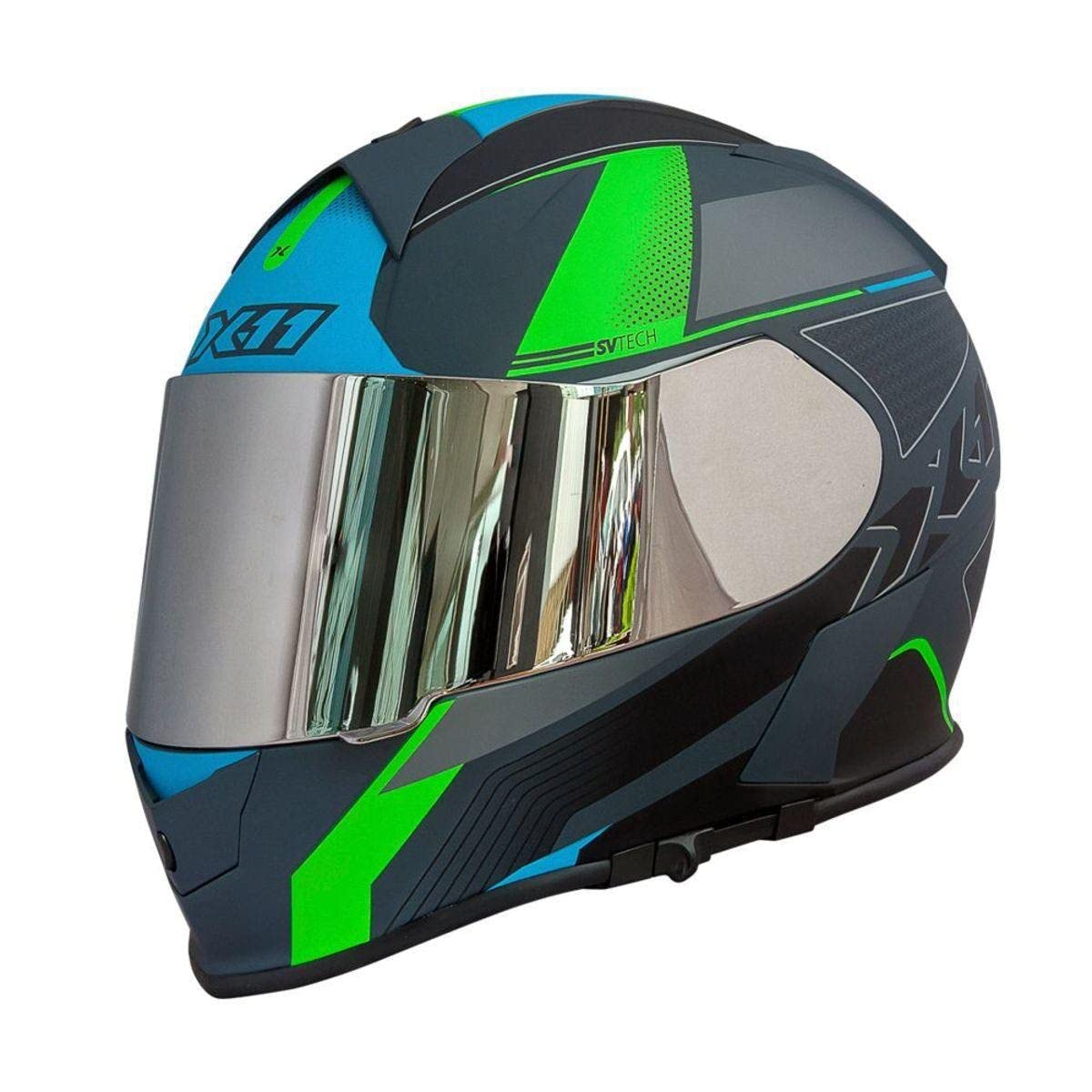 Capacete X11 Revo Pro Flagger Sv 2 Viseiras Verde Fosco 60