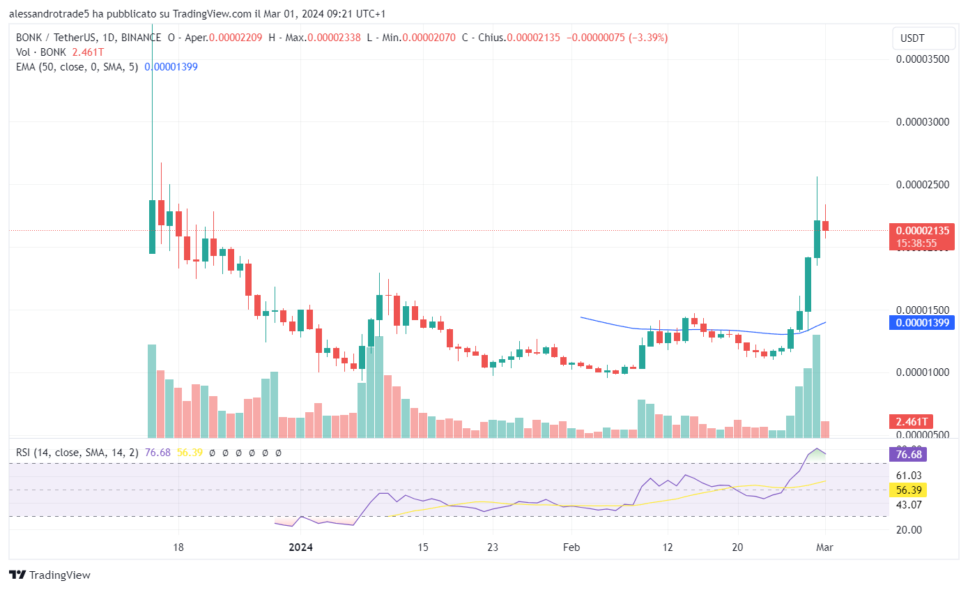 crypto memecoin bonk price chart