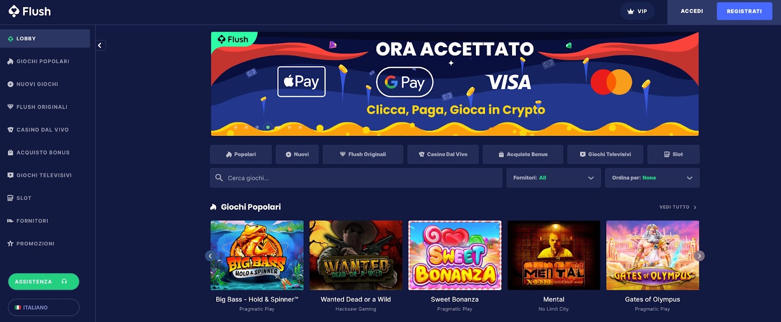 Flush.com è una piattaforma che accetta criptovalute e che garantisce massiima privacy ai giocatori