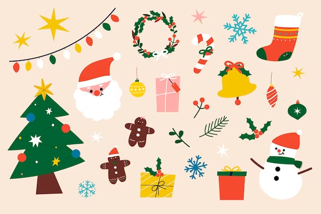 Festive Christmas clipart elements collection