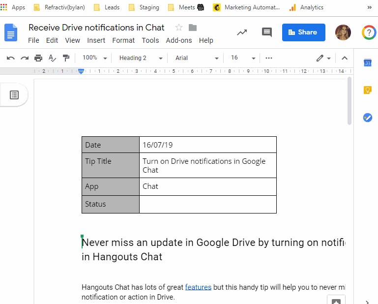 Sharing documents on store google drive