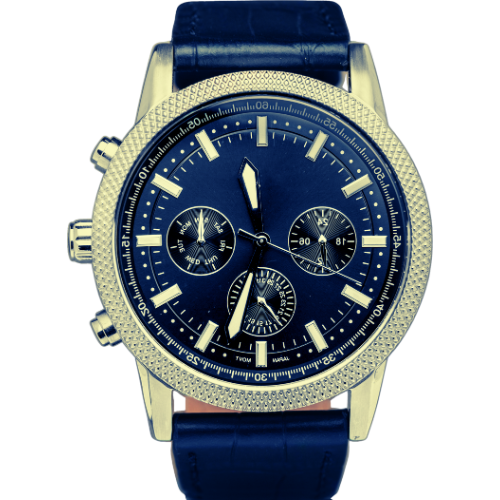 Luxurious quartz blue dial watch for men