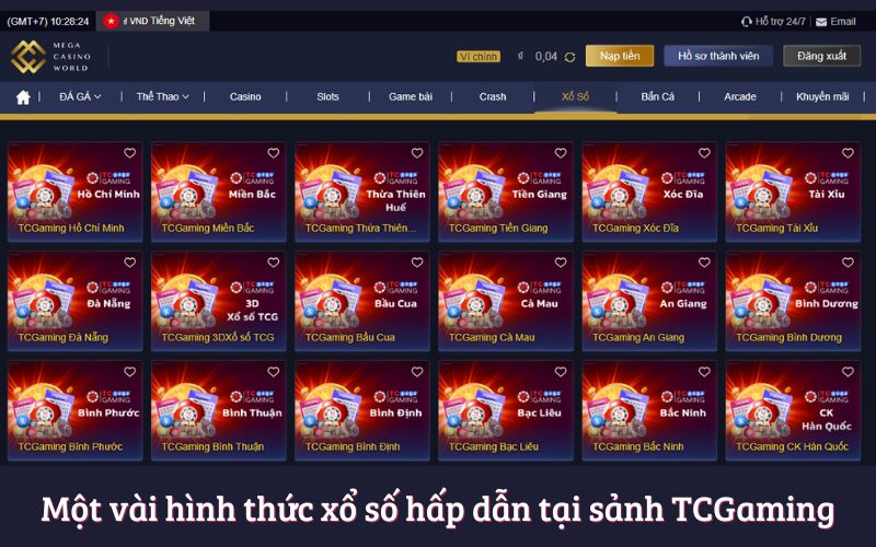 Một vài hình thức xổ số hấp dẫn tại sảnh TCGaming