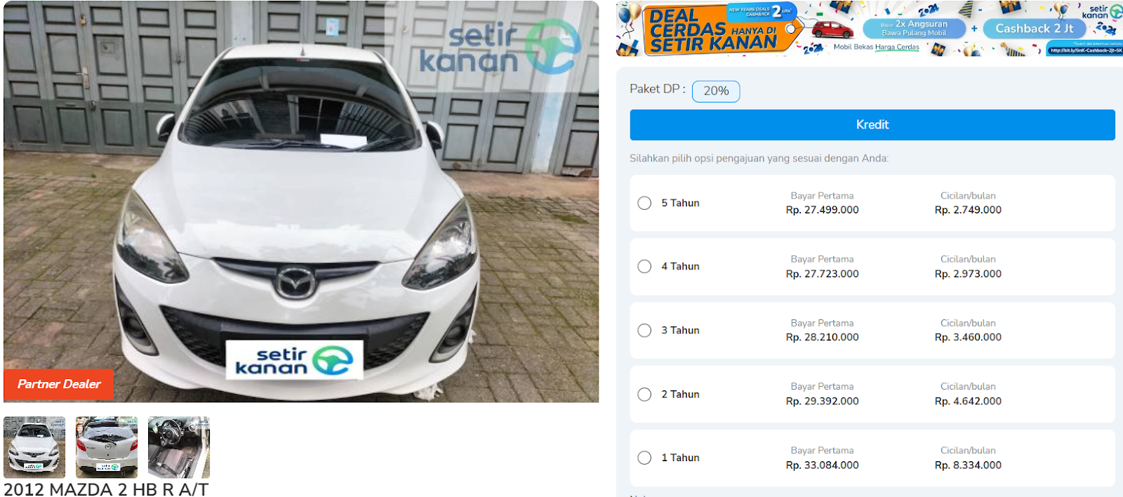 Simulasi Kredit Mazda 2 HB R A/T 2012