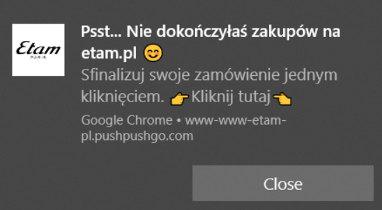 etam przykład web push