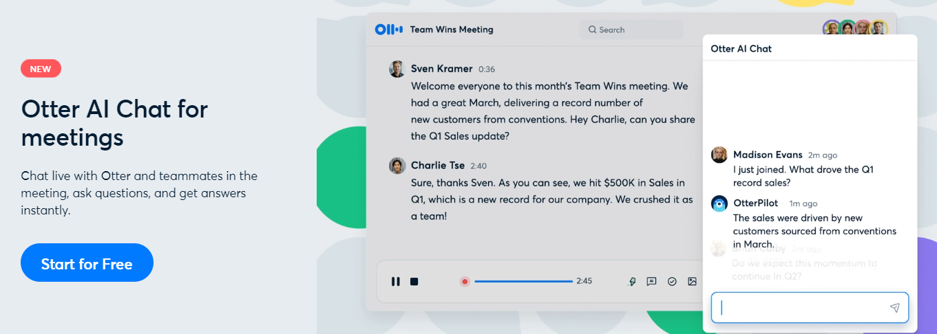 Otter AI chat for meetings