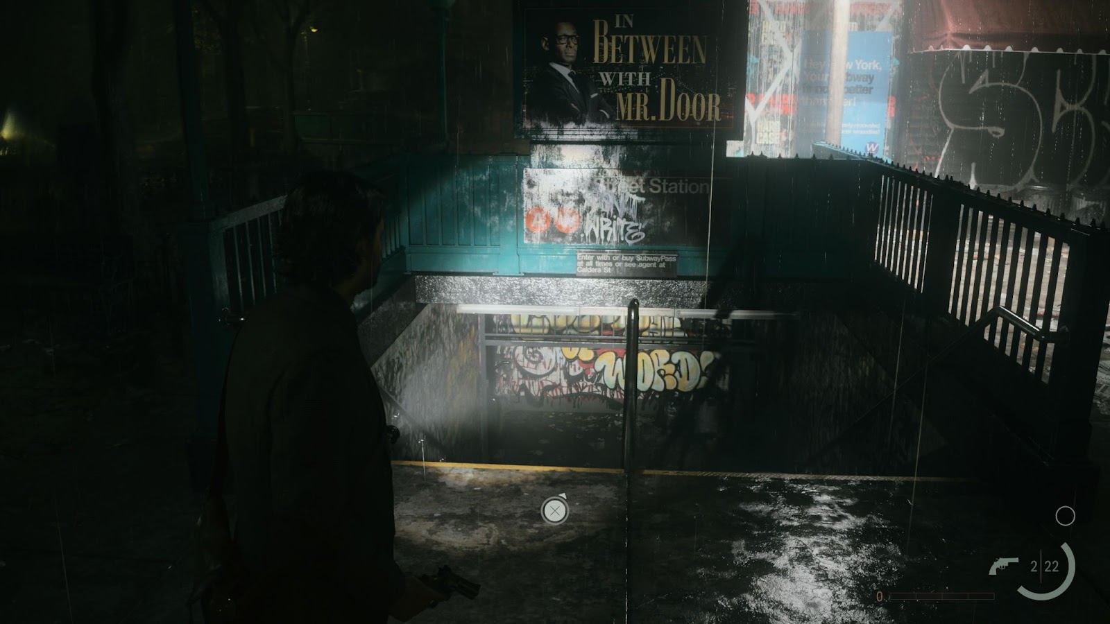 An in game screenshot of Alan Wake in the Dark Place from Alan Wake II. 