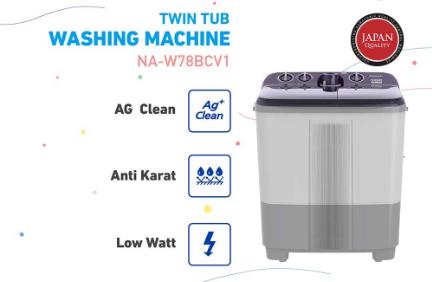 PANASONIC MESIN CUCI 2 TABUNG SEMI AUTO WASHER NAW78BCV1