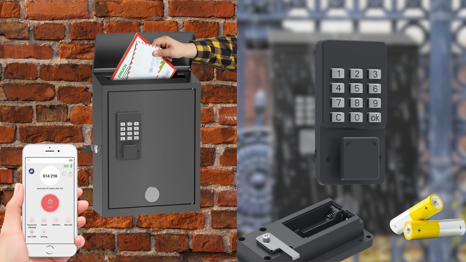 A battery-powered mailbox lock that can be unlocked with a phone app