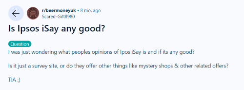 Someone on Reddit asking if Ipsos iSay is worthwhile. 