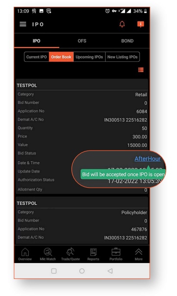 sharekhan order book status