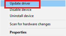 Click on Update Driver