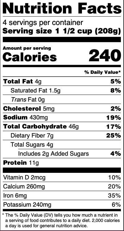 A close-up of a nutrition label

Description automatically generated