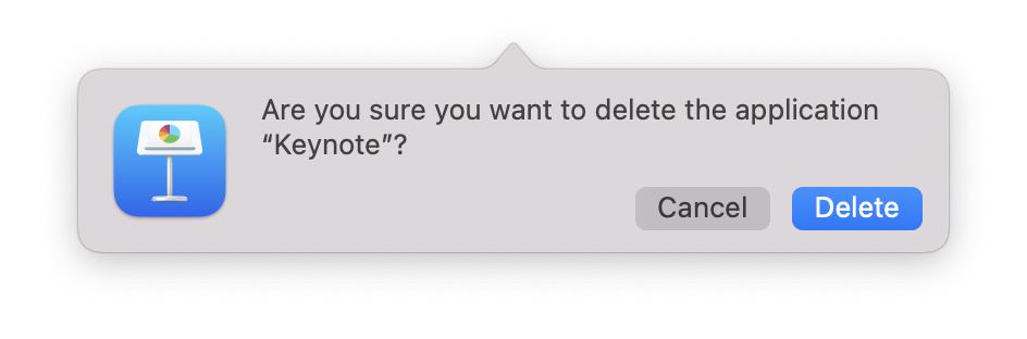 Click Delete to confirm you want to delete the app