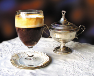 Famous coffee drink at Caffe il Bicerin in Turin historical cafe 