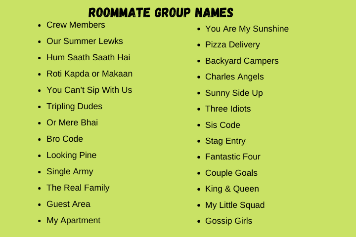 Roommate Group Names
