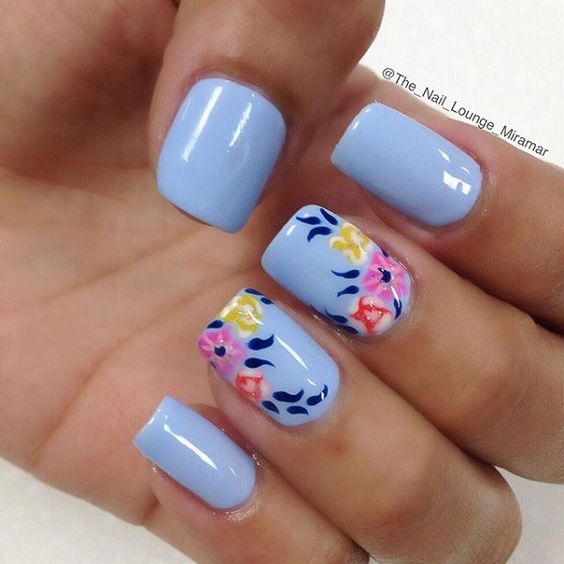 Pastel blue nail art design