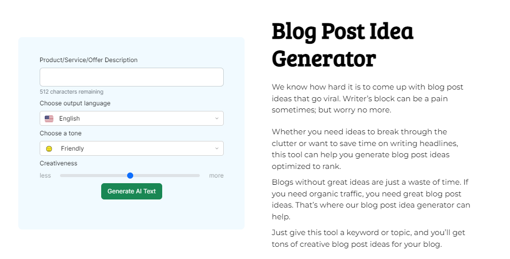 Content Gorilla's Free Blog Post Idea Generator