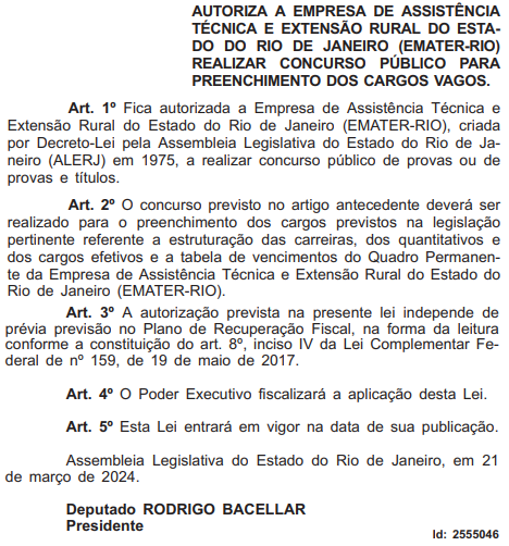 Autorizado novo concurso para a EMATER RJ! Confira: