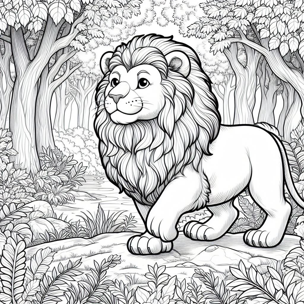 desenhos de leão na selva 