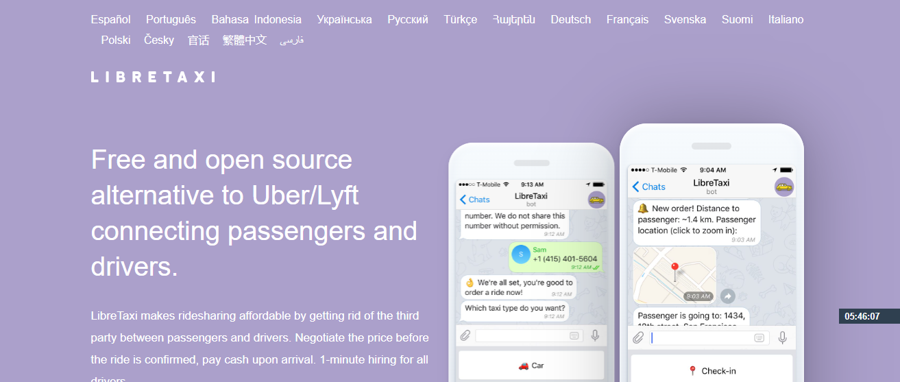 LibreTaxi carpooling app