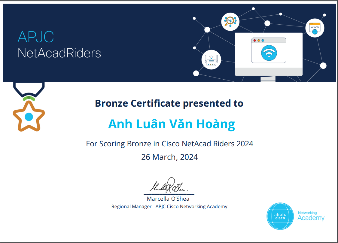 A certificate of achievement with a computer and text

Description automatically generated