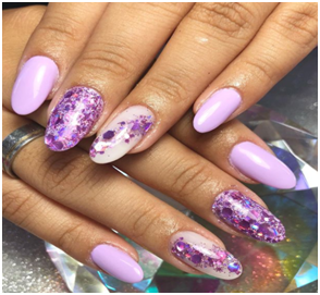 Purple Glitter Waves Glitter Nail Design