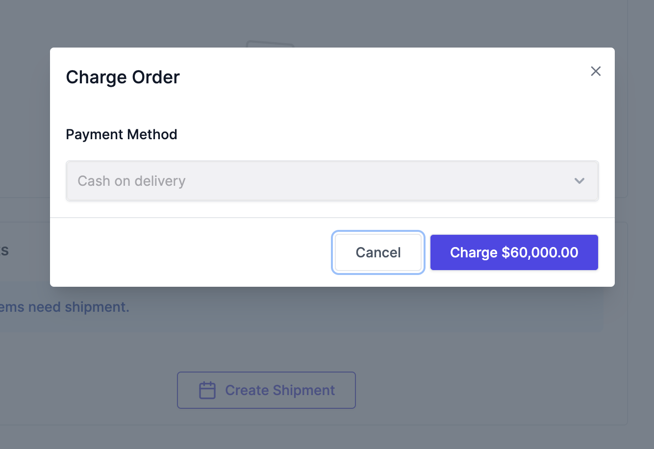 This image shows how to charge order