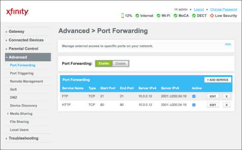 Advanced port forwarding